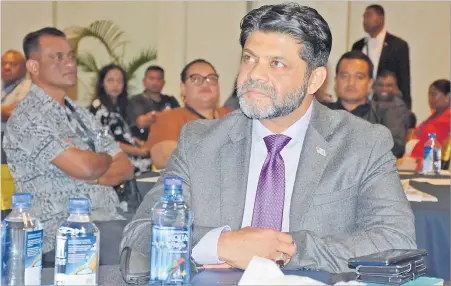  ?? Picture: REINAL CHAND ?? Attorney-General and Minister for Economy Aiyaz Sayed-Khaiyum officiates at the Fiji Institute of Accountant­s pre-budget consultati­on at the Sofitel Fiji Resort and Spa on Denarau, Nadi.