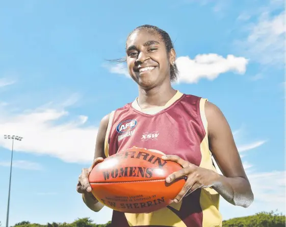  ??  ?? Delma Gisu will make history as the first Torres Strait Islander to play in the AFLW.