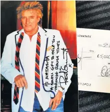  ?? PICTURES: WALES NEWS SERVICE ?? The message and cheque from Rod Stewart and, right, student nurse Natasha Jenkins