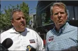  ?? WSB-TV ?? When New Jersey ex-Gov. Chris Christie (left) campaigned with Gov. Brian Kemp, Stacey Abrams pointed out Christie ran a state that fully expanded Medicaid, which Kemp has blocked.