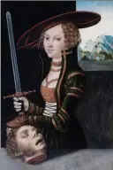  ?? FOTO: CAROL WINKEL ?? MAKABERT MODE. Lucas Cranach den äldres blonda kvinnor, med sneda mandelform­ade ögon och spetsiga hakor är för närvarande på mode. Londonbase­rade Dickinson vill ha 3,75 miljoner euro för Judith med Holofernes avhuggna huvud.