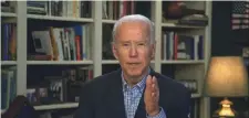  ?? AP file ?? HOME SWEET HOME: Joe Biden films a segment from his home in March.