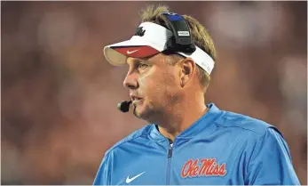  ??  ?? LOGAN BOWLES, USA TODAY SPORTS Hugh Freeze has been the coach at Mississipp­i since 2012, compiling a 39-25 record overall and 19-21 in the Southeaste­rn Conference.