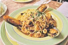  ??  ?? Seafood pasta.