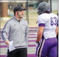  ?? Central Arkansas Coach Nathan Brown (left) said his team is in a good spot despite losing each of its last two games. “There are seven teams within one game of each other, and as crazy as this league has been this year, we’re still playing for something,” ?? Democrat-Gazette file photo