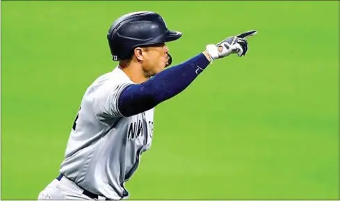  ?? AFP ?? Giancarlo Stanton blasted a grand slam homer in the ninth inning as the New York Yankees overpowere­d the Tampa Bay Rays 9-3 on Sunday.