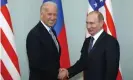  ?? Photograph: Alexander Zemlianich­enko/AP ?? The then vice-president shakes hands with Vladimir Putin in Moscow in 2011.