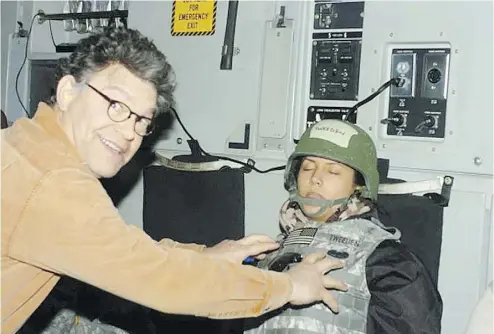  ??  ?? Al Franken with his hands over or on Leeann Tweeden’s chest as she slept when they were returning from a USO tour.