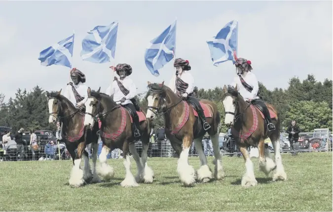  ??  ?? 0 Hector Munro contribute­s this charming picture of the Strathorn Farm Clydesdale Horse Drill Team gracefully dancing in formation at BA Vintage Country Fair, Aberdeensh­ire