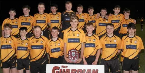  ??  ?? The Kilrush crew after collecting the Gorey Guardian Juvenile football Roinn 2 shield in St. Patrick’s Park.