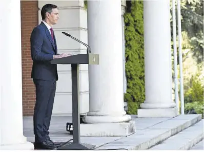  ?? Borja Puig de la Bellacasa / Reuters ?? El presidente Sánchez, durante su discurso a la ciudadanía, ayer por la mañana.