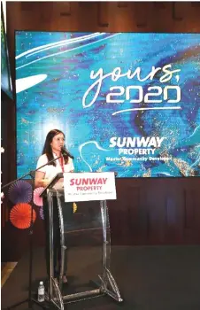  ??  ?? Cheah speaking to the media at Sunway Property’s 2020 Business Update Media Briefing.