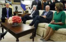  ?? EVAN VUCCI - THE ASSOCIATED PRESS ?? In this Sept. 6 photo, President Donald Trump pauses during a meeting with, from left, Senate Majority Leader Mitch McConnell, R-Ky., Senate Minority Leader Chuck Schumer, D-N.Y., House Minority Leader Nancy Pelosi, D-Calif., and other Congressio­nal...