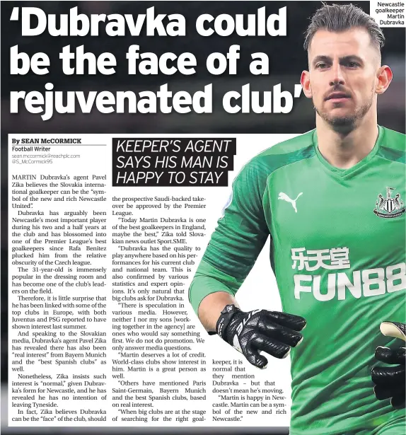  ??  ?? Newcastle goalkeeper Martin Dubravka
