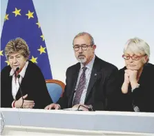  ?? LaPresse ?? Firma a marzo Camusso (Cgil), Barbagallo (Uil) e Furlan (Cisl)