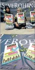  ?? Picture: EPA ?? OUTRAGE: Indonesian activists hold protest banners reading 'Save Rohingya’ and 'Stop Genocide’ during a demonstrat­ion in front of the Myanmar Embassy in Jakarta yesterday