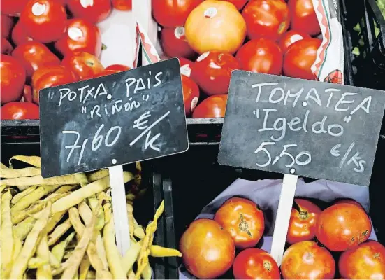  ?? ua    rr r     F ?? Tomàquets i mongeta tendra en un mercat de Sant Sebastià