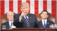  ?? JIM LO SCALZO/ASSOCIATED PRESS ?? President Donald Trump addresses a joint session of Congress on Capitol Hill in February 2017. Trump will deliver his first State of the Union address Tuesday.