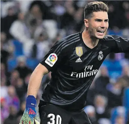  ?? //EFE ?? Luca Zidane jugó su segundo partido de Liga ante el Huesca como titular a las órdenes de su padre