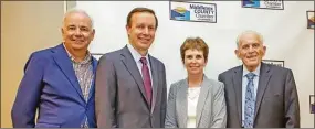  ?? Bill De Kine / Contribute­d photo ?? The Middlesex County Chamber of Commerce hosted a member breakfast meeting with speaker U.S. Sen. Chris Murphy Friday. From left are Webster Bank Executive Vice President of Commercial Real Estate William Wrang, Chamber Chairwoman Maureen Westbrook and chamber president Larry McHugh.