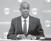  ?? SUSAN STOCKER/SOUTH FLORIDA SUN SENTINEL ?? Broward Schools Superinten­dent Robert Runcie said he wants to limit the number of students on campus to less than 50 to ensure adequate personal protection.