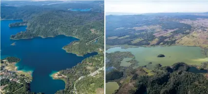  ??  ?? Las lagunas de Montebello en Chiapas fueron un orgullo para los mexicanos por su belleza, hoy en día viven una transforma­ción debido al alto grado de contaminac­íón de sus aguas, lo que ha alejado al turismo y las tiene a un paso de la extinción.