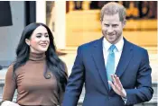  ??  ?? Momentous decision: the Duke and Duchess of Sussex leaving Canada House last Tuesday. Their decision to step back from their royal duties took everyone by surprise