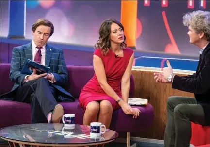  ??  ?? Alan Partridge (Steve Coogan), Jennie (Susannah Fielding), Sam Chatwin (Simon Farnaby); Above right, Saved by a Stranger with Karl, a passenger on a Tube train bombed on 7/7