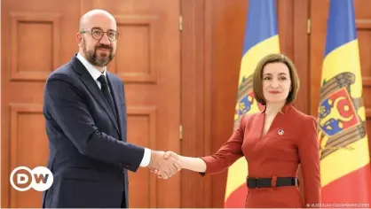  ?? ?? Charles Michel met Moldovan President Maia Sandu, saying 'it is our European duty to support your country'