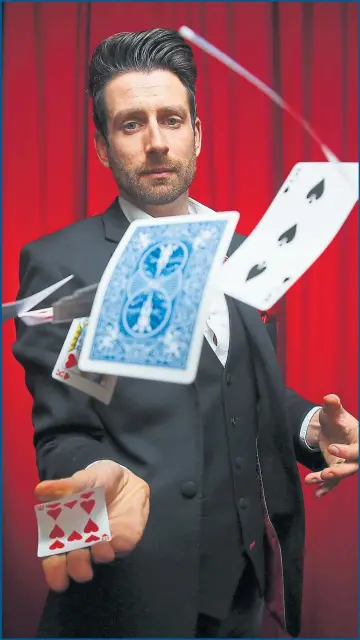  ??  ?? Jamie Raven, magician and illusionis­t, pictured at the Theatre Royal, Glasgow ahead of his show at the theatre on February 7 Picture: Colin Mearns