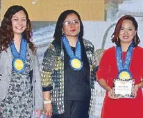  ??  ?? Chief of Resource Generation and Special Projects, DTI Region I Merlie Membrere (second from left), Shoes by Kai founder Sheryll Quiming Gempis (second from right) and SM City Rosales assistant mall manager Catherine Garcia (left)