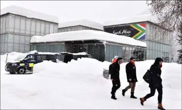  ?? PHOTO: ELMOND JIYANE, GCIS ?? Team South Africa flies the flag at Davos ahead of the start of the 48th WEF annual meeting in Switzerlan­d.