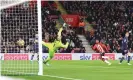  ?? Photograph: Matt Watson/Southampto­n FC/ Getty Images ?? Kyle Walker-Peters beats Ederson with a sublime strike to give Southampto­n the lead.