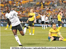  ??  ?? ESTREIA. Alfa fez o seu 1.º golo pelo Benfica contra o B. Dortmund