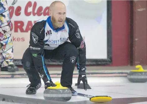  ?? GREG PENDER ?? Brad Jacobs downed Norway’s Thomas Ulsrud in the World Curling Tour’s College Clean Restoratio­n Curling Classic final Monday at the Nutana Curling Club. Jacobs’ rink had to deal with a lack of practice because there is no ice yet in his home club in...
