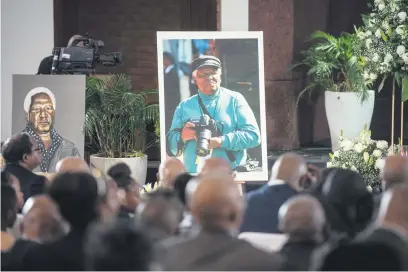  ?? Picture: Michel Bega ?? LAST RESPECTS. Mourners gather to pay tribute to renowned photojourn­alist Peter Magubane at his funeral service at the Bryanston Methodist Church in Johannesbu­rg yesterday.
