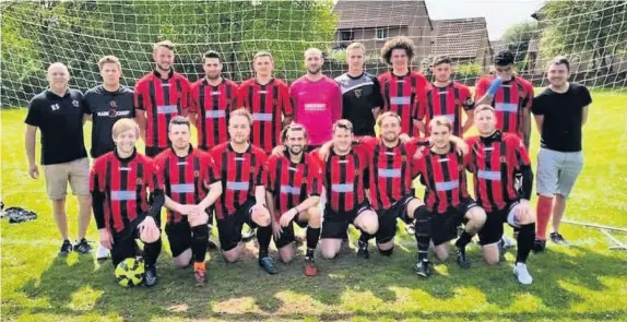  ??  ?? Stapleton AFC, including assistant manager Rob Selman, back row, left, and manager Mark Linton, front row, second left