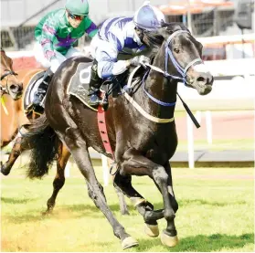  ??  ?? IMPRESSIVE: London Secret, pictured scoring an impressive debut win over 1160m at Turffontei­n in May, could follow up over the same course and distance in Race 2 tomorrow.