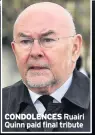  ??  ?? CONDOLENCE­S Ruairi Quinn paid final tribute