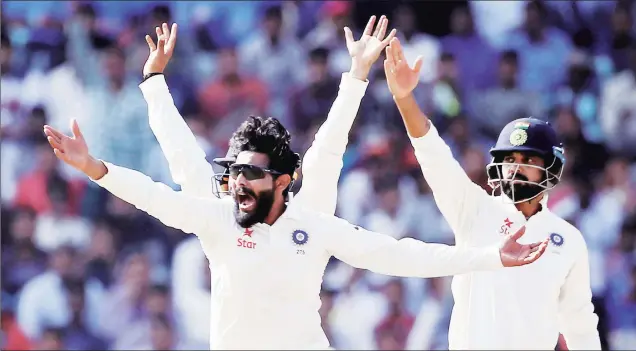  ?? PTI ?? Ravindra Jadeja had match figures of 9 for 178, including 4 for 54 in 44 overs in the second innings.