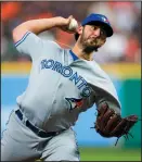  ?? JUAN DELEON/ICON SPORTSWIRE VIA GETTY IMAGES ?? Toronto's Mike Bolsinger (49) delivers the pitch against the Houston Astros on Aug. 4, 2017.