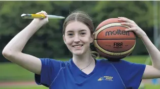  ?? PHOTO: PETER MCINTOSH ?? Dual star . . . Alexa Duff (14) at the Caledonian Ground on Thursday, having represente­d New Zealand at a global basketball skills challenge and broken an Otago javelin record in consecutiv­e weekends.