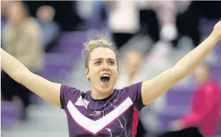  ??  ?? Loughborou­gh Lightning celebrate victory over Celtic Dragons.