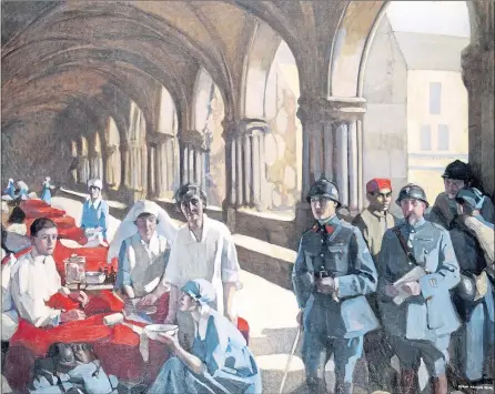  ?? ?? Painting of the Scottish Women’s Hospital at Royaumont Abbey by artist Norah Neilson Gray
