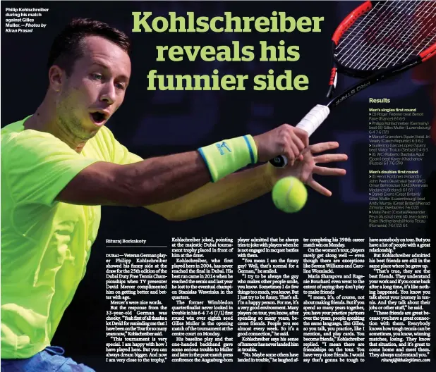  ?? Photos by Kiran Prasad ?? Philip Kohlschrei­ber during his match against Gilles Muller. —