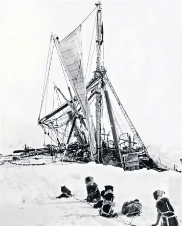  ??  ?? Endurance, the ship of Ernest Shackleton, left, sinks in the pack ice of the Weddell Sea, where S A Agulhas II, above left, will head