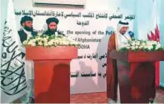  ??  ?? The opening ceremony of the Taliban office in Doha in June 2013. The office waded into controvers­y from the start.