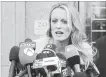  ?? MARY ALTAFFER THE ASSOCIATED PRESS ?? Porn star Stormy Daniels was paid $130,000 prior to the 2016 election to keep quiet about her affair with Donald Trump.