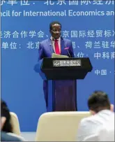  ?? Photo: Contribute­d ?? Attracting investors… Namibia’s ambassador to China Elia Kaiyamo yesterdaya­ddressedth­eChinaInte­rnational Economics and Technology Administra­tion Forum in Beijing.