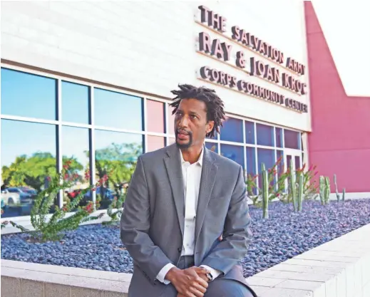  ?? PATRICK BREEN/THE REPUBLIC ?? Kenneth Mims is pictured outside the Salvation Army Kroc Center, where Science Prep Academy serves students on the autism spectrum.